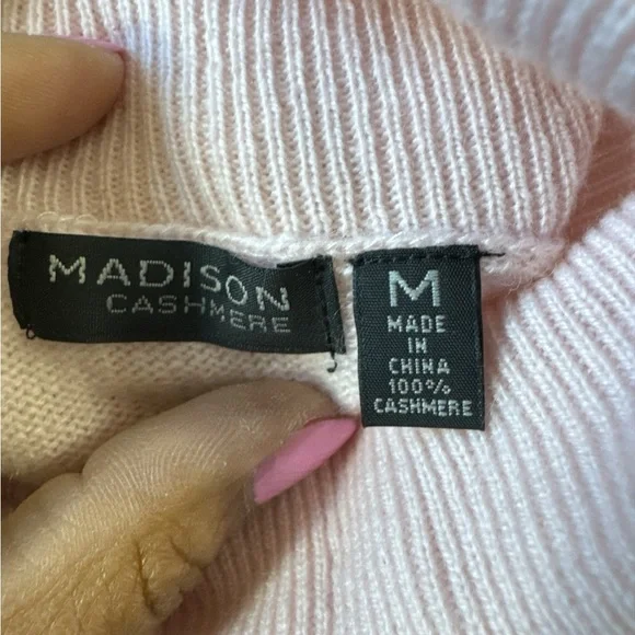 Madison Cashmere Pink Turtleneck Sweater 100% Cashmere Size M READ - Picture 8 of 9